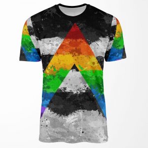 Abstract Paint Splatter Lgbt Ally Pride Flag Pattern All-over-print T-shirt