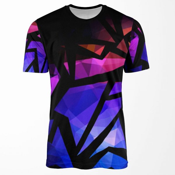 Abstract Print Of Triangles Polygon Print Bright Dark Design Colors All-over-print T-shirt