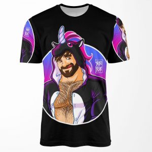 Adam Likes Unicorns Round Detail All-over-print T-shirt