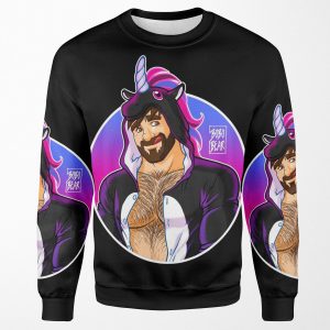 Adam Likes Unicorns Round Detail All-over-print Unisex Sweatshirt
