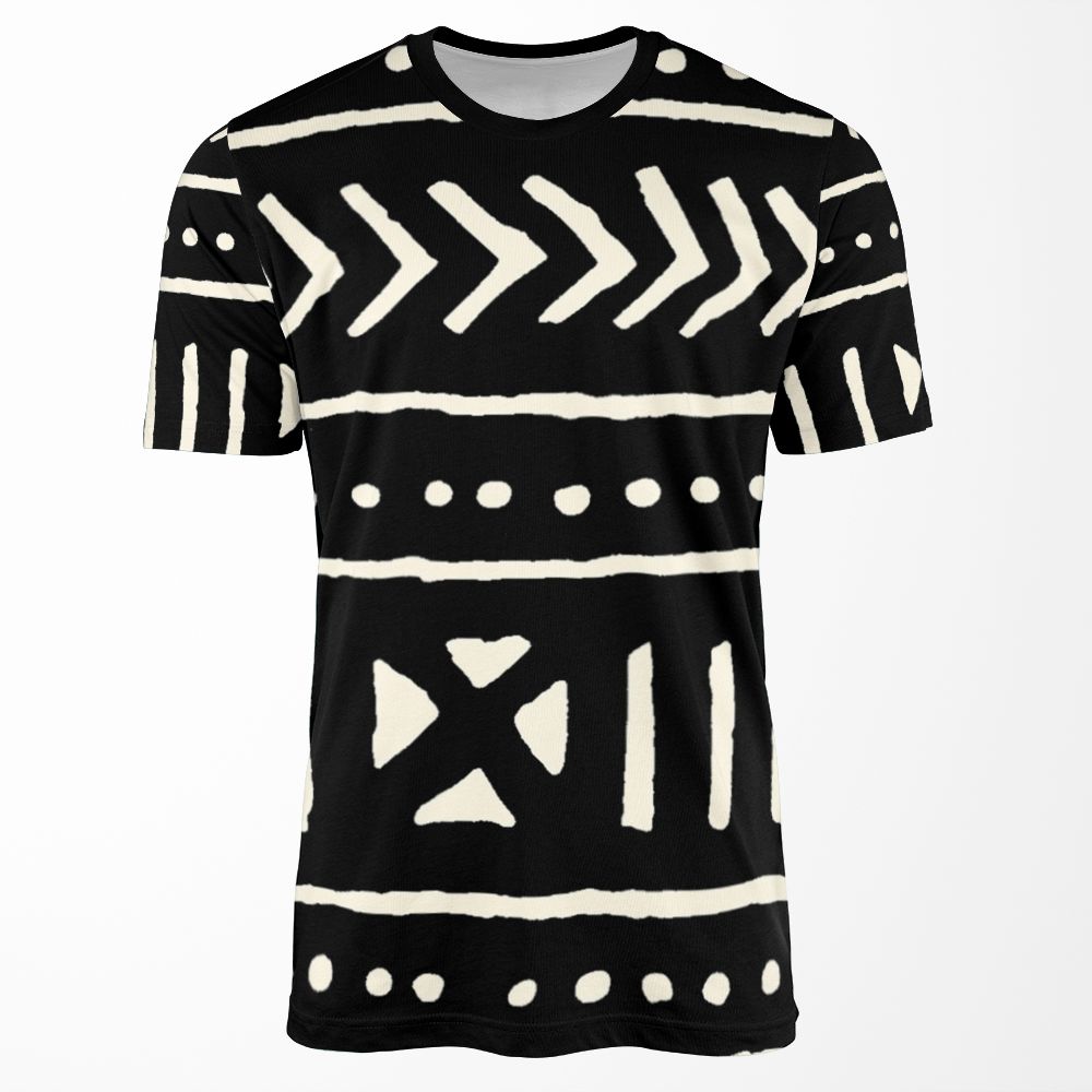 African Mud Cloth Black And White All-over-print T-shirt