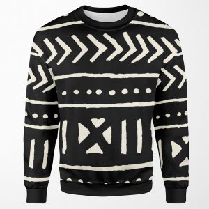 African Mud Cloth Black And White All-over-print Unisex Sweatshirt