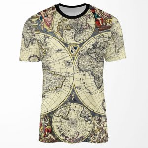 Antique World Map By Justus Danckerts Digital Editing All-over-print T-shirt