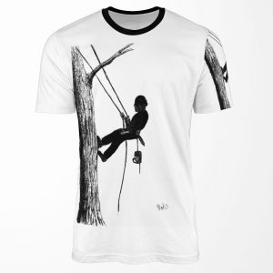 Arborist Tree Surgeon Using Chainsaw All-over-print T-shirt