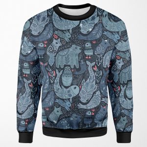 Arctic Animals Narwhal Polar Bear Whale Puffin Owl Fox Bunny Seal All-over-print Unisex Sweatshirt