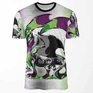 Aro Ace Pride Dragon All-over-print T-shirt