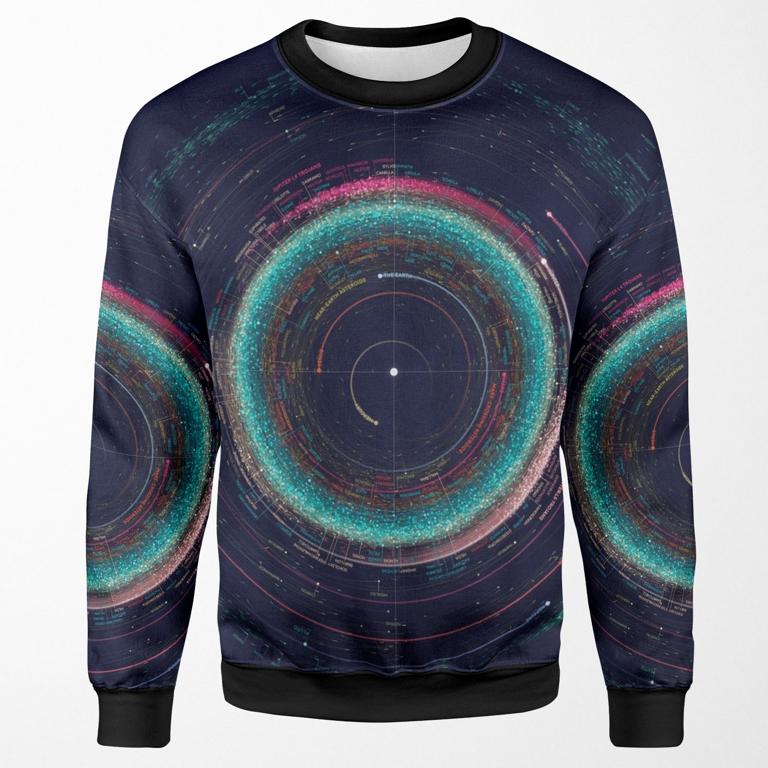 Asteroid Map Of The Solar System All-over-print Unisex Sweatshirt