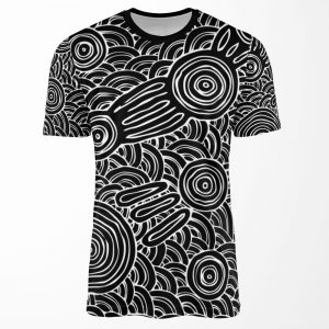Authentic Aboriginal Art Meeting Places B And Amp%3Bw All-over-print T-shirt