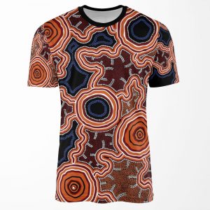 Authentic Aboriginal Art Pathways To Water All-over-print T-shirt