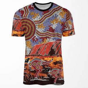 Authentic Aboriginal Art Uluru Ayers Rock All-over-print T-shirt