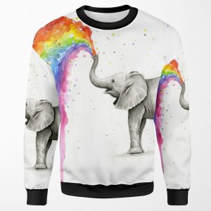Baby Elephant Spraying Rainbow All-over-print Unisex Sweatshirt