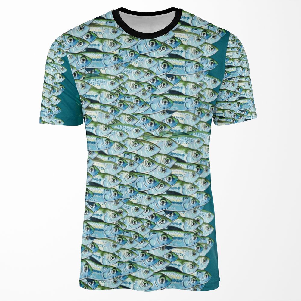 Bait Fish Green Backs All-over-print T-shirt