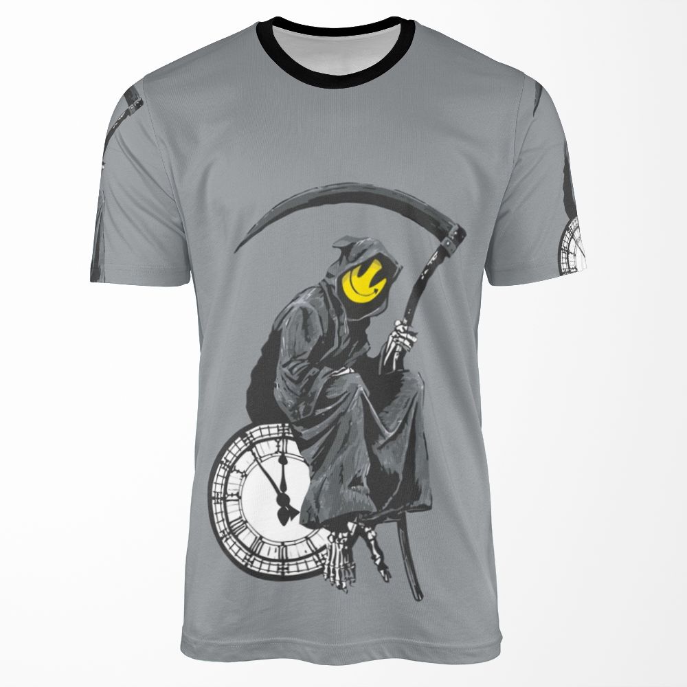Banksy Grim Reaper Clock All-over-print T-shirt