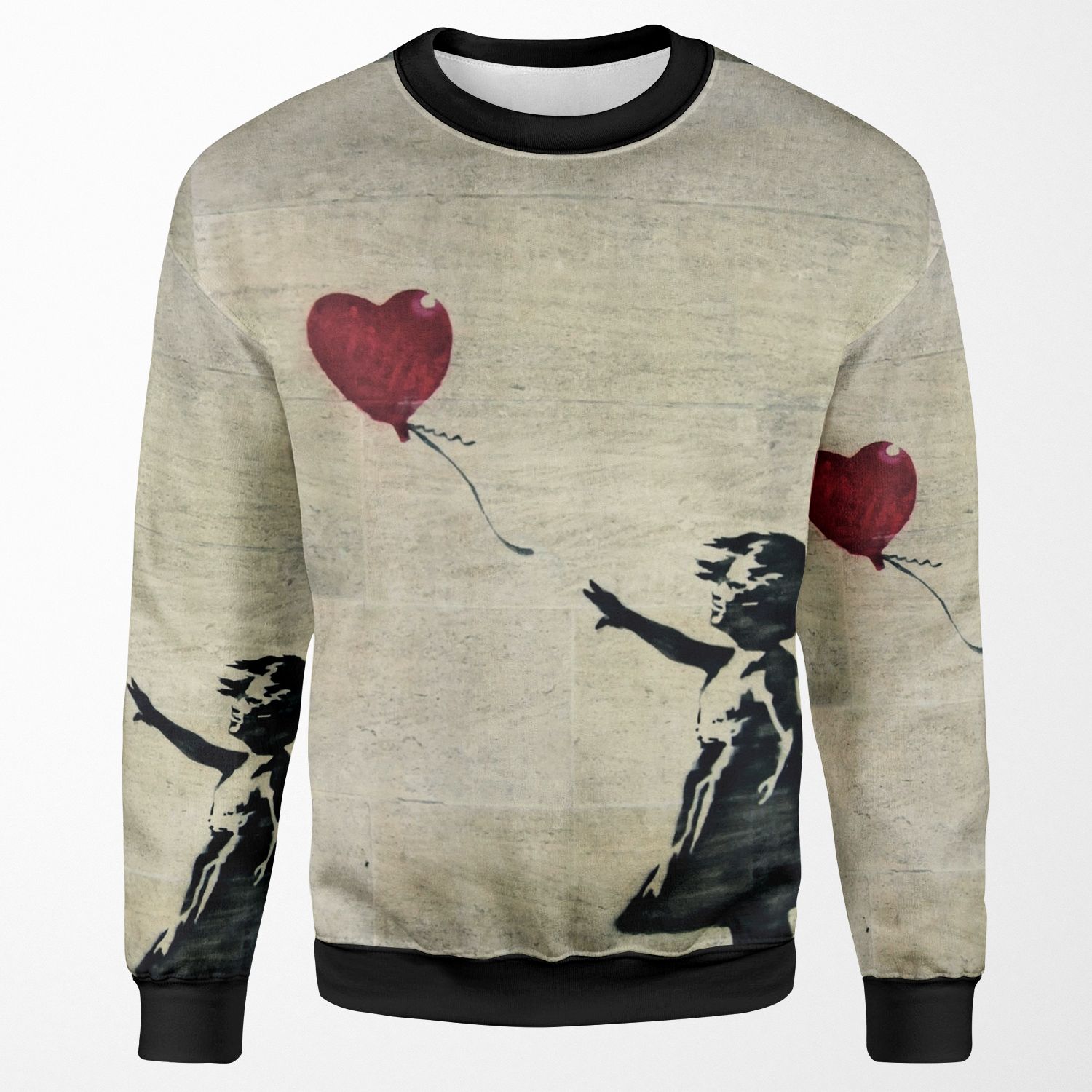 Banksy S Girl With A Red Balloon Iii All-over-print Unisex Sweatshirt