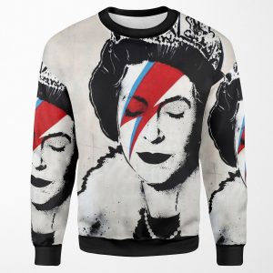 Banksy Uk England Queen Elisabeth Rockband Face Makeup Original Hd All-over-print Unisex Sweatshirt