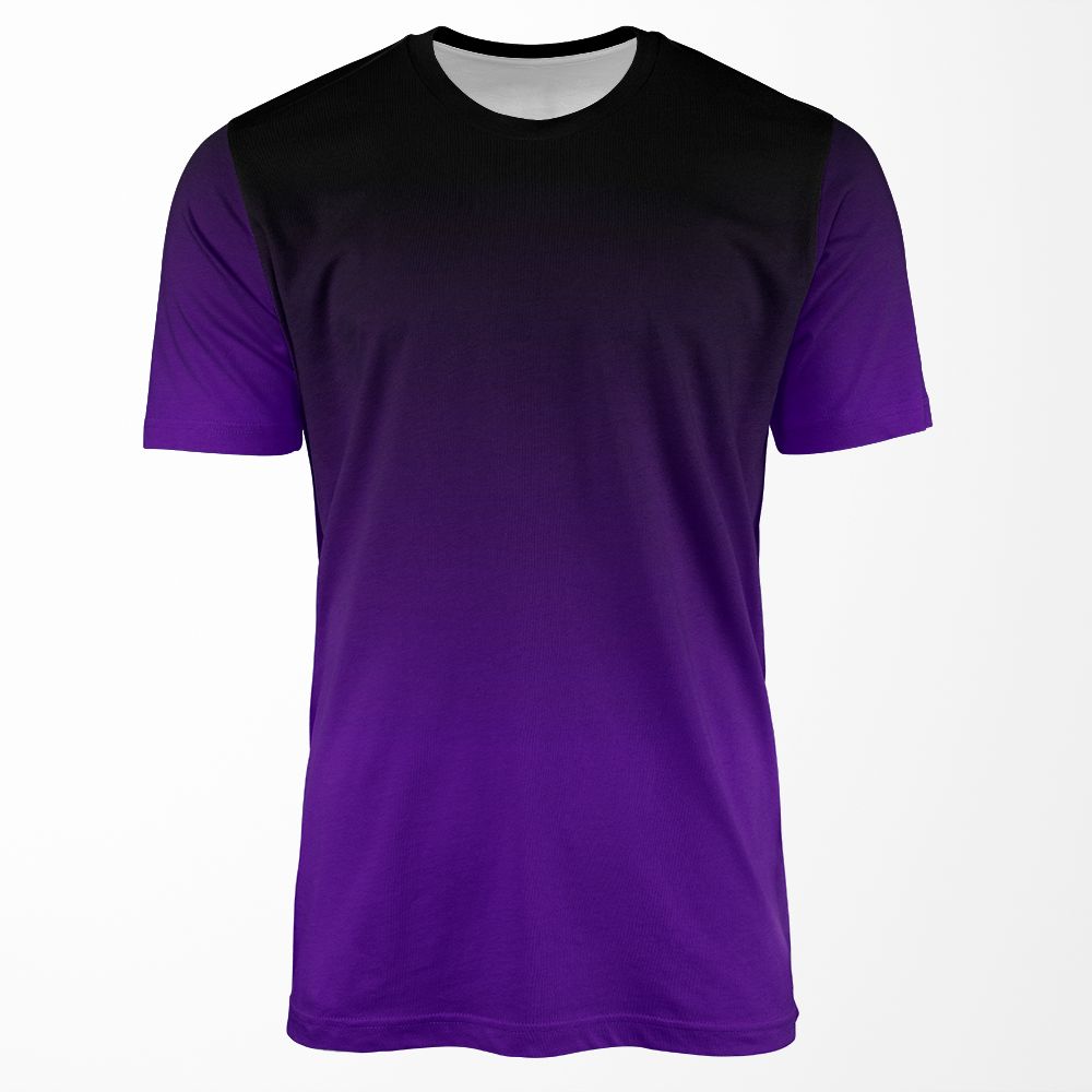 Black And Indigo Purple Ombre Pattern All-over-print T-shirt