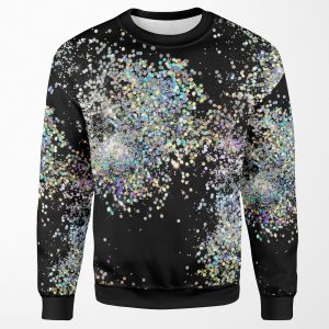Black And Multicolor Sequins Faux All-over-print Unisex Sweatshirt