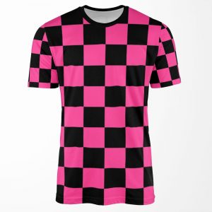Black And Pink Checkerboard Pattern All-over-print T-shirt