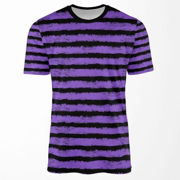 Black And Purple Splatter Stripe All-over-print T-shirt