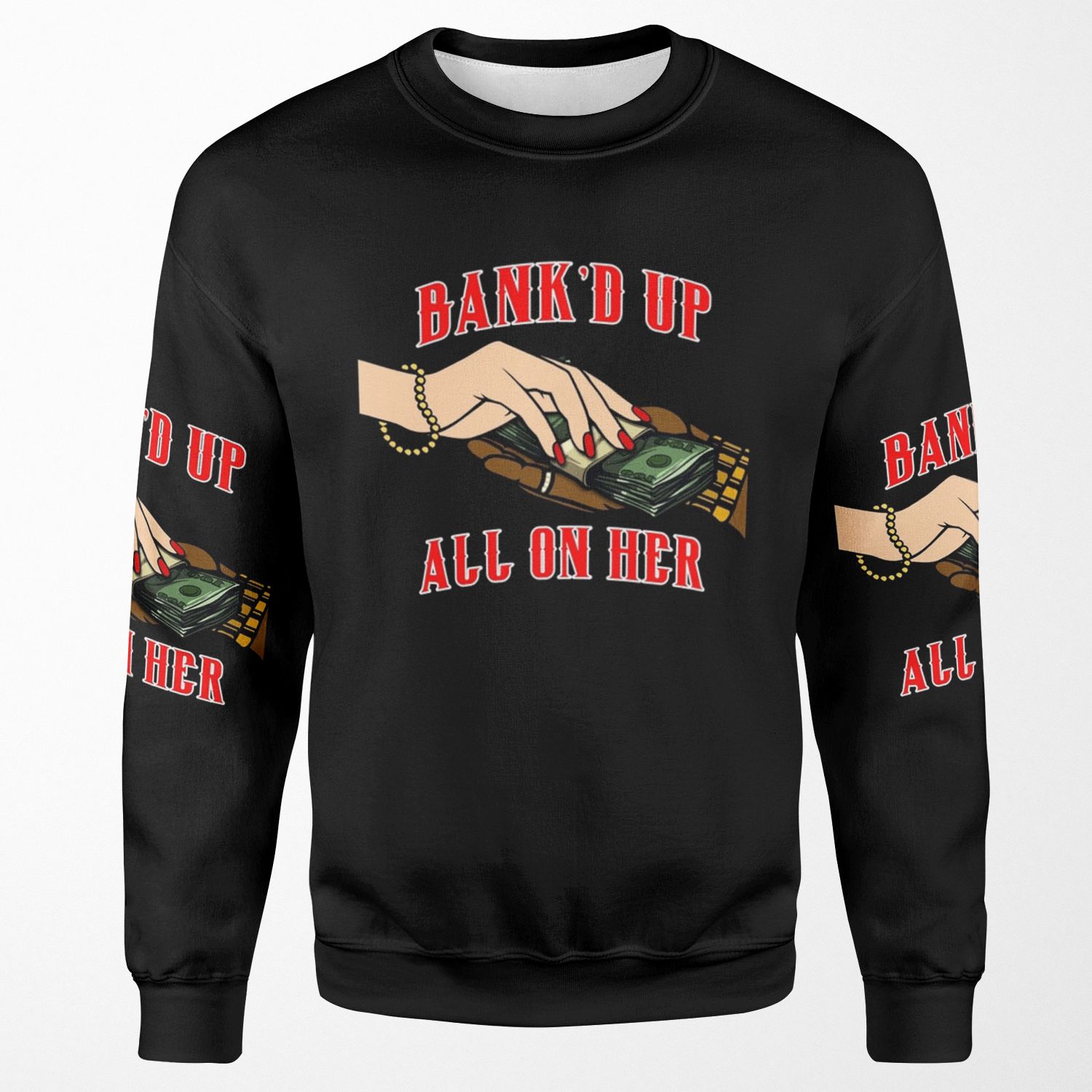 Black And Red All On Her Mercs All-over-print Unisex Sweatshirt