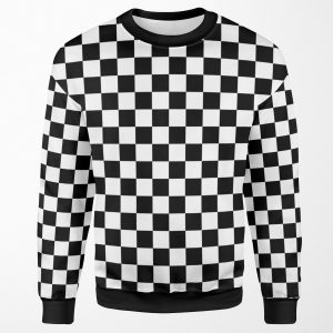 Black And White Checkerboard Pattern All-over-print Unisex Sweatshirt