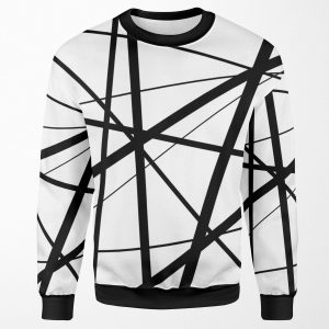 Black And White Geometric Lines All-over-print Unisex Sweatshirt