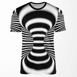 Black And White Infinite Wormhole Optical Illusion All-over-print T-shirt
