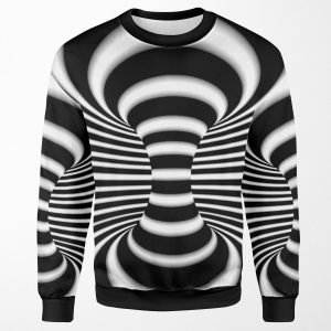 Black And White Infinite Wormhole Optical Illusion All-over-print Unisex Sweatshirt