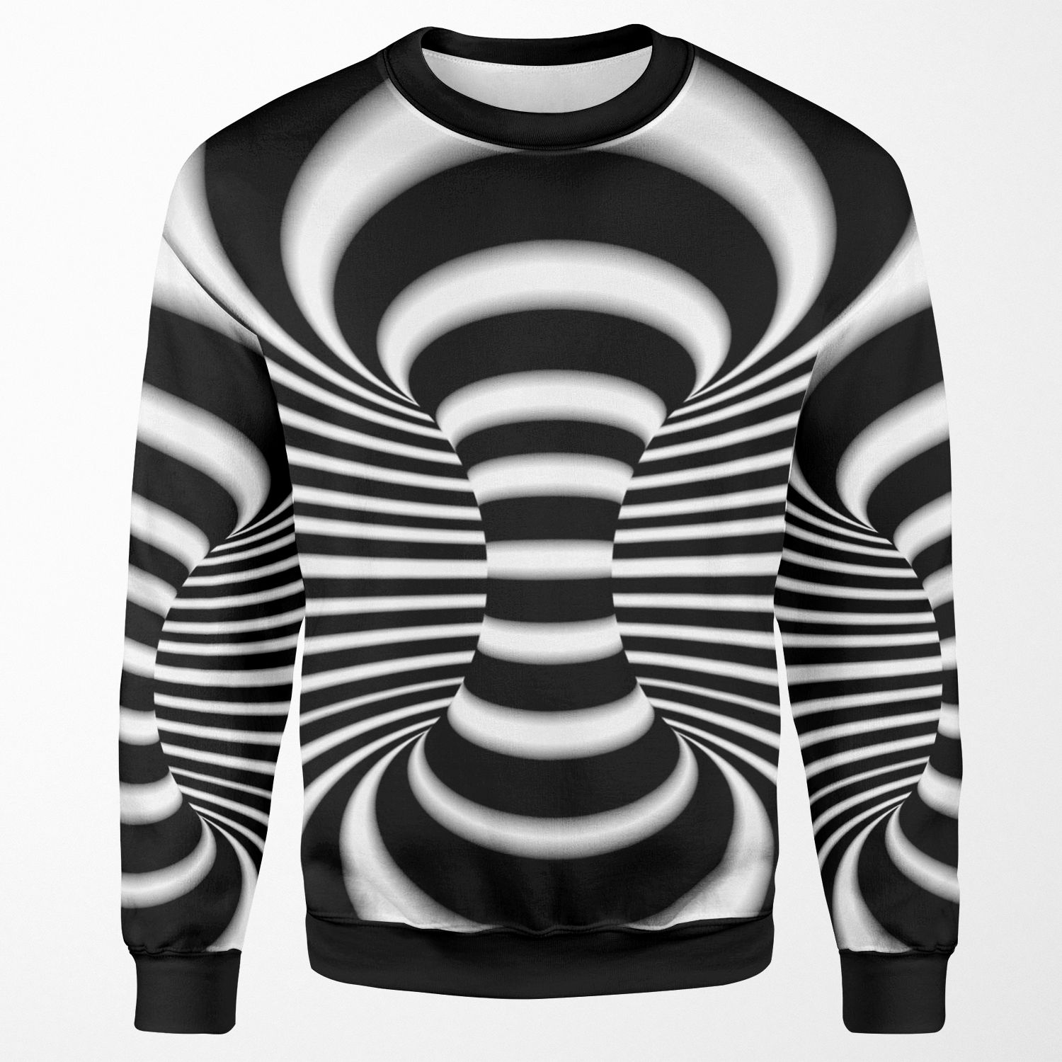 Black And White Infinite Wormhole Optical Illusion All-over-print Unisex Sweatshirt