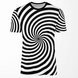 Black And White Op Art Spiral All-over-print T-shirt
