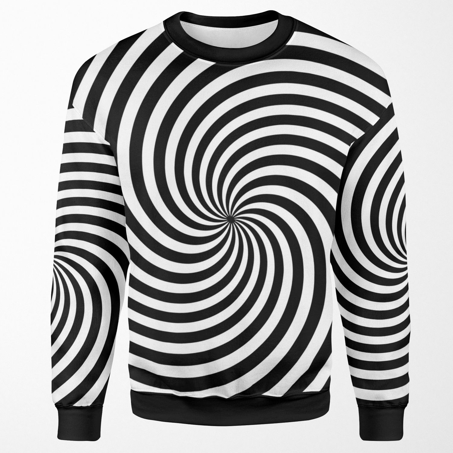 Black And White Op Art Spiral All-over-print Unisex Sweatshirt