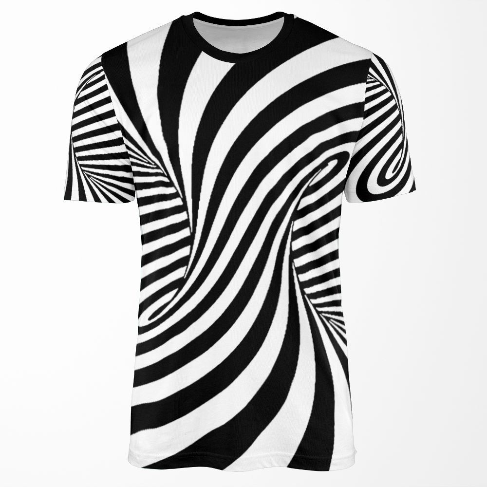 Black And White Trippy Optical Illusions All-over-print T-shirt