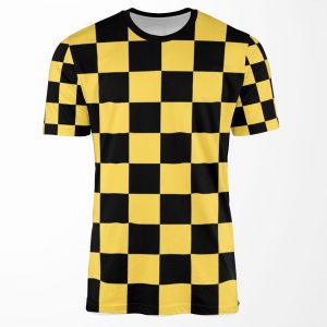 Black And Yellow Checkered All-over-print T-shirt