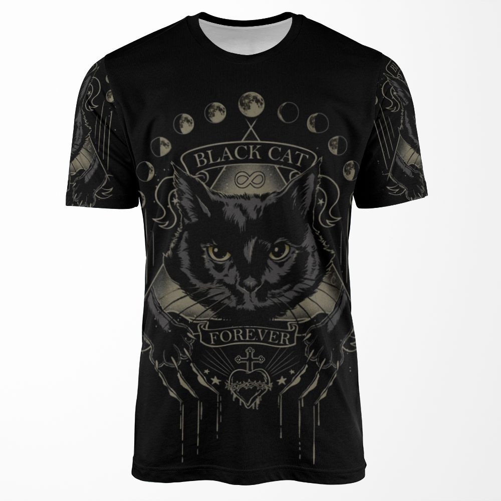 Black Cat Cult All-over-print T-shirt