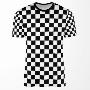 Black Checkerboard All-over-print T-shirt