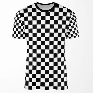 Black Checkered Pattern All-over-print T-shirt