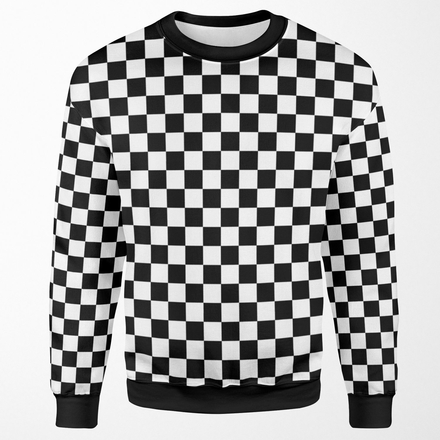 Black Checkered Pattern All-over-print Unisex Sweatshirt