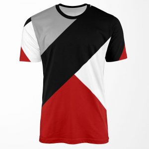 Black Diagonal Stripe With Triangles All-over-print T-shirt