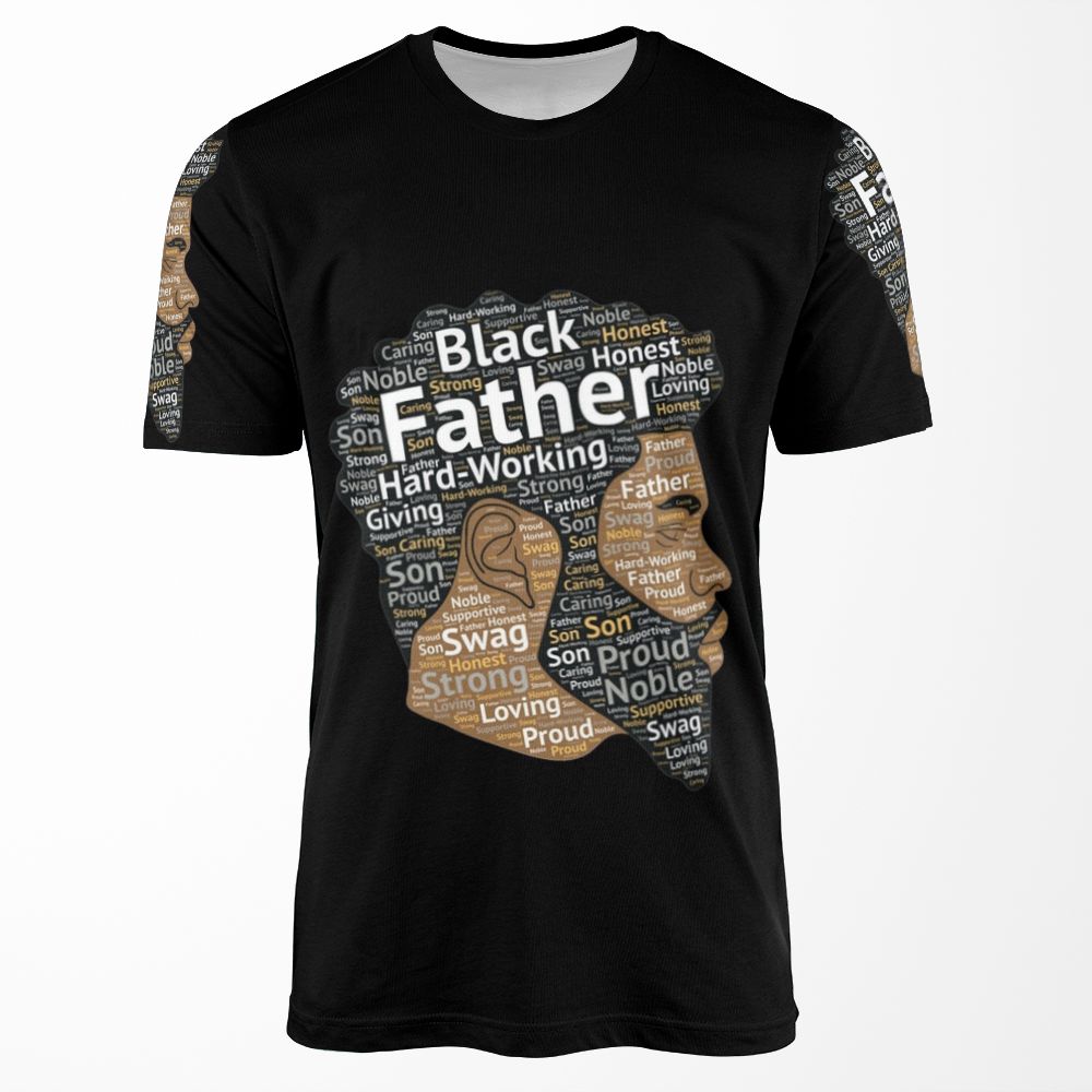 Black Father African American Words In Afro Hair All-over-print T-shirt