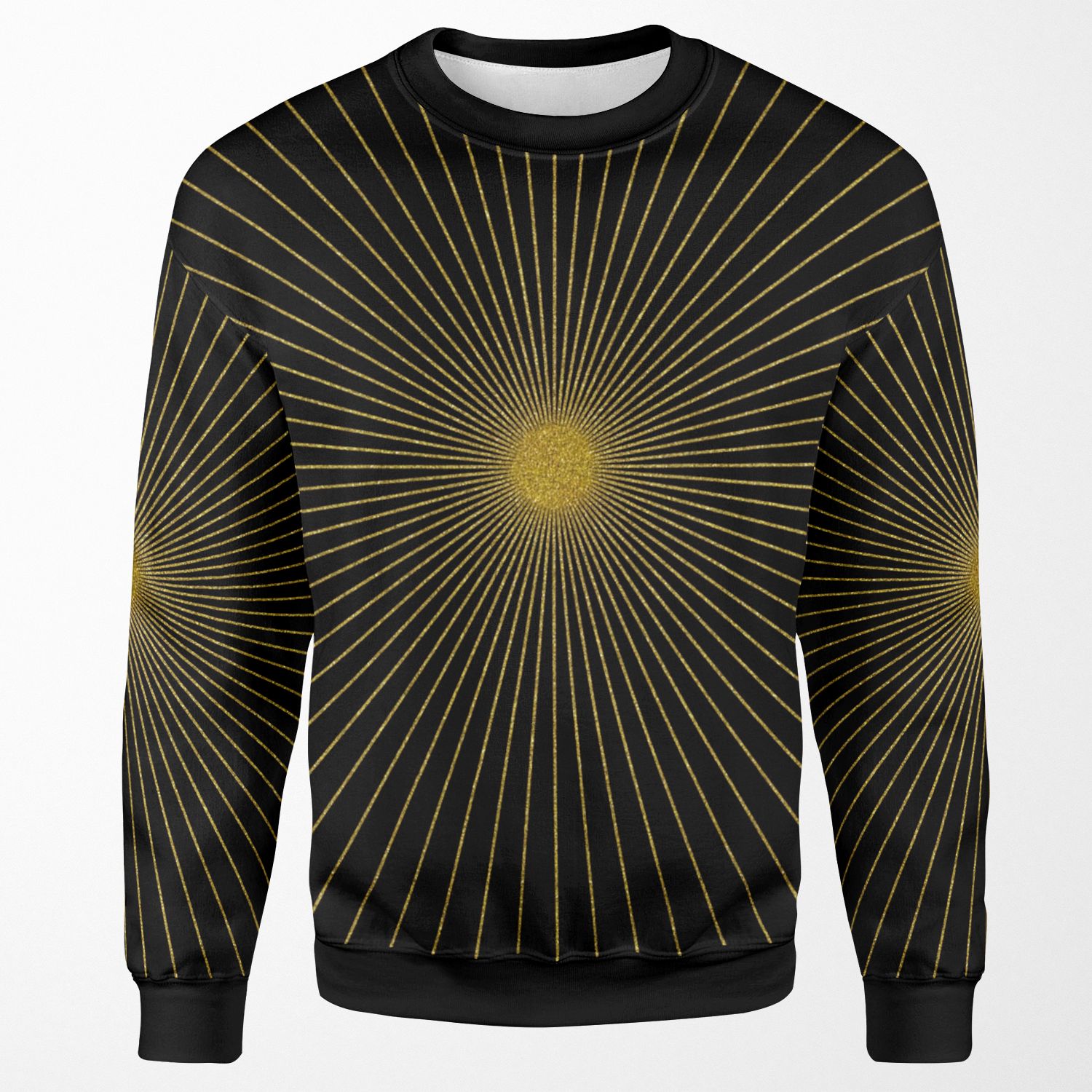 Black Gold Glitter Geometric Sun Rays Glam Gold Sparkle Geometric Abstract Diagonal Art All-over-print Unisex Sweatshirt