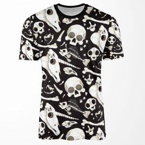 Black Skulls And Bones Wunderkammer All-over-print T-shirt