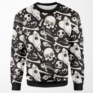 Black Skulls And Bones Wunderkammer All-over-print Unisex Sweatshirt