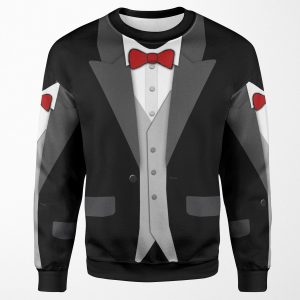 Black Tuxedo Red Bowtie And Vest All-over-print Unisex Sweatshirt