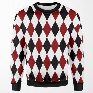 Black White Red Harlequin All-over-print Unisex Sweatshirt