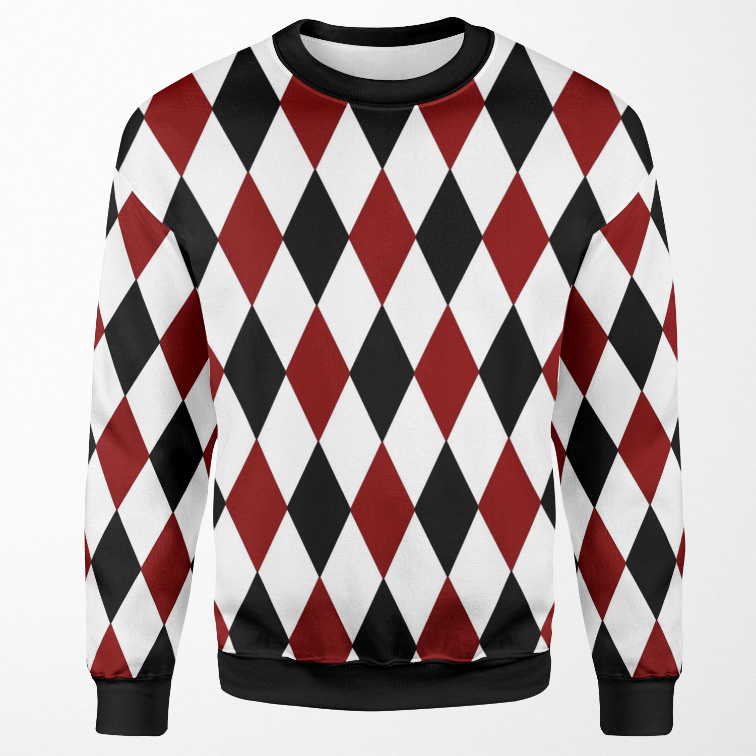 Black White Red Harlequin All-over-print Unisex Sweatshirt