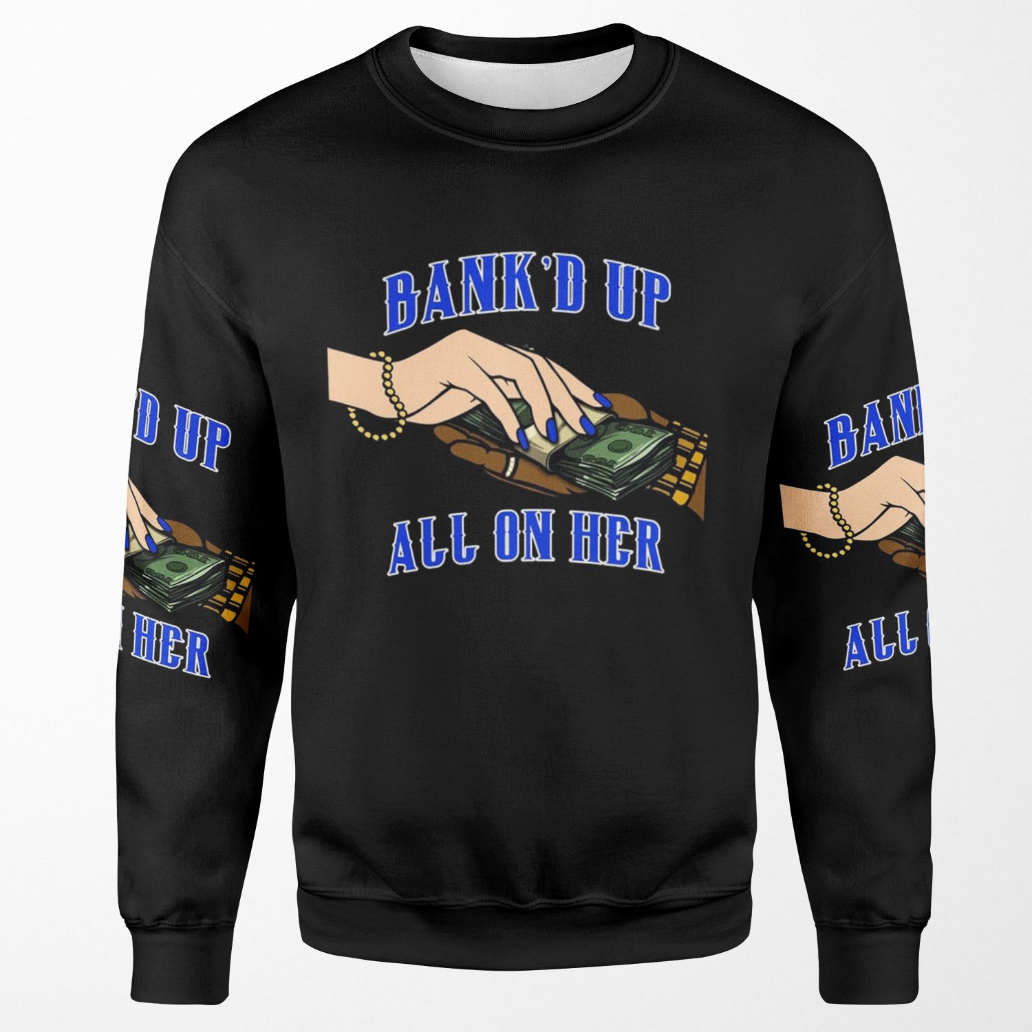 Blue And Black All On Her Merchs All-over-print Unisex Sweatshirt
