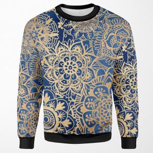 Blue And Gold Mandala Pattern All-over-print Unisex Sweatshirt