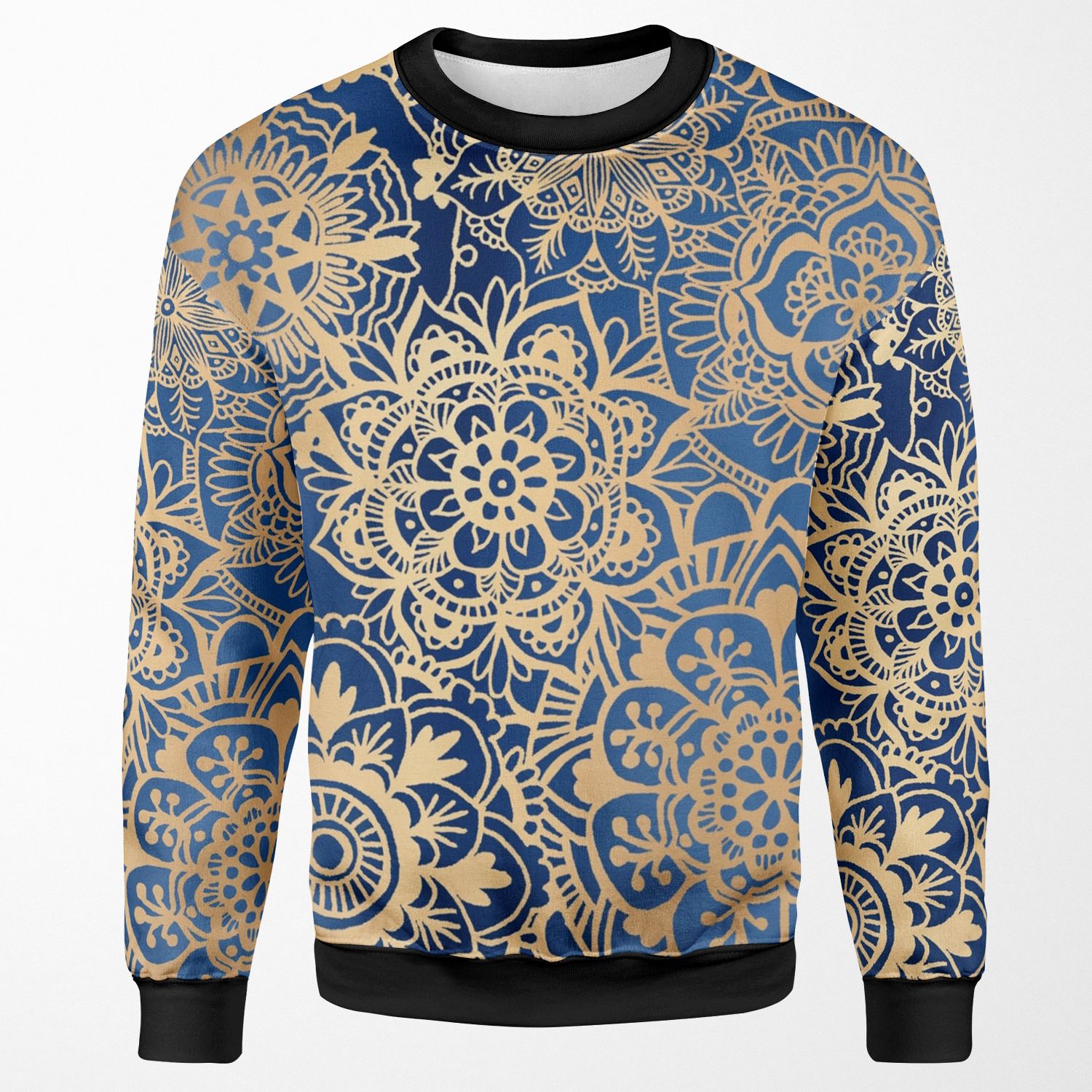 Blue And Gold Mandala Pattern All-over-print Unisex Sweatshirt