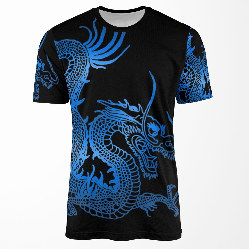 Blue Chinese Dragon All-over-print T-shirt