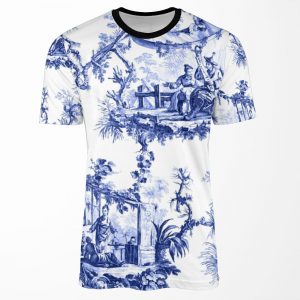 Blue Chinoiserie Toile All-over-print T-shirt